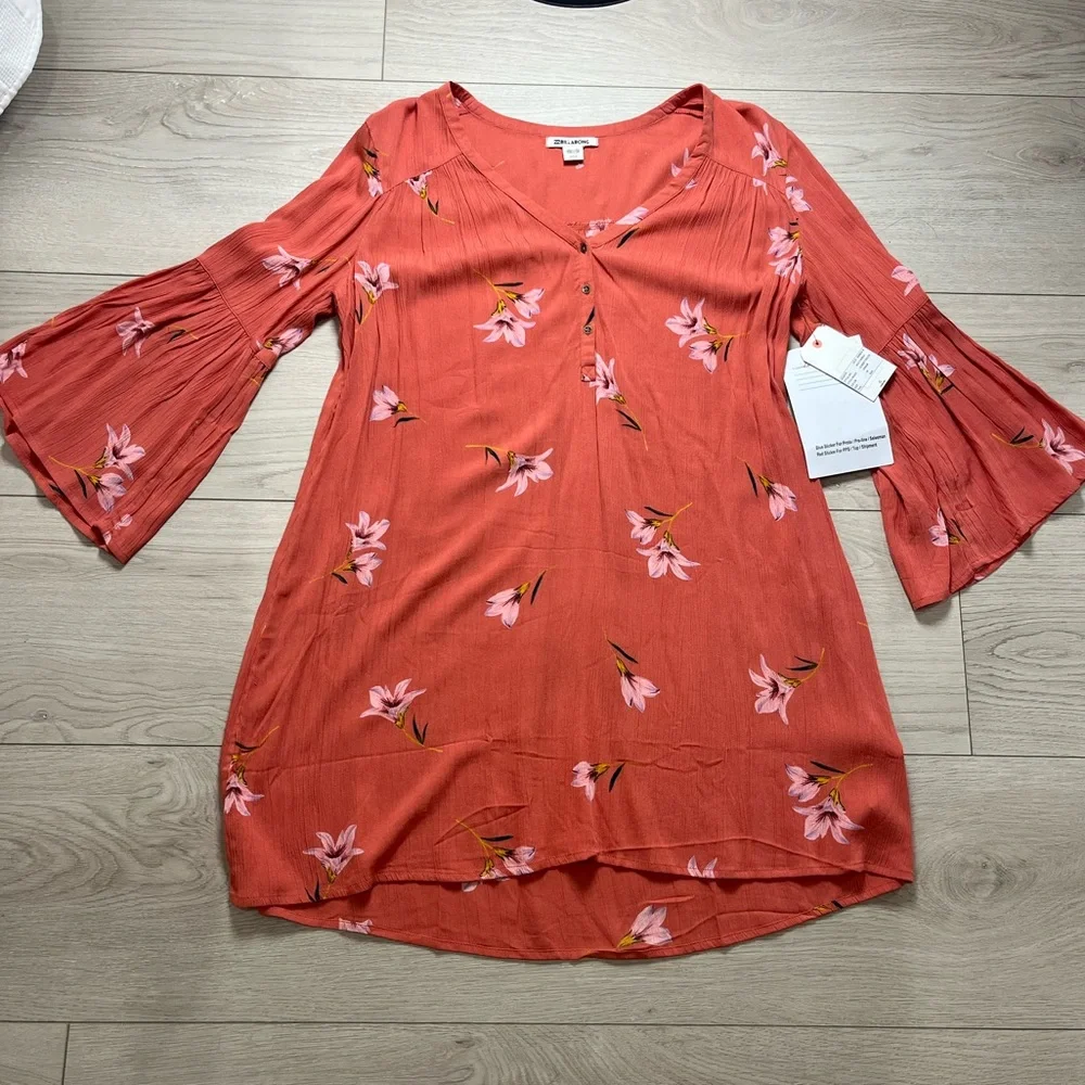 Billabong 2019 Dress/tunic Sunset Fields Color Ember Women’s M New Tags Boho - Picture 1 of 13